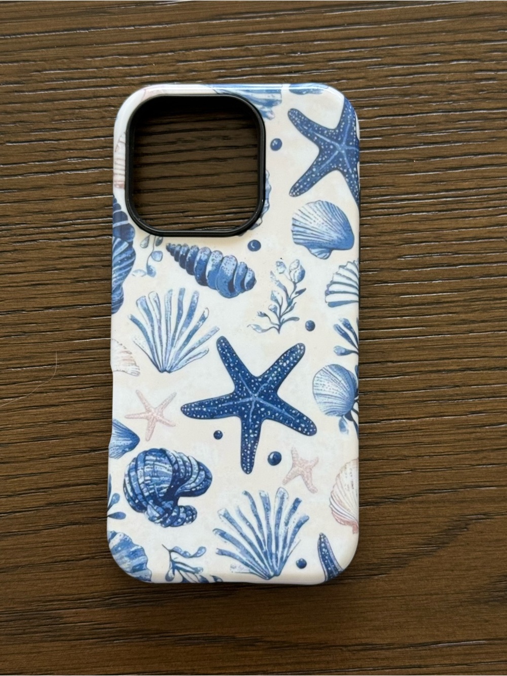 iPhone 16 Pro - Blue Seashell Pattern Phone Case - Stylish Protective Cover